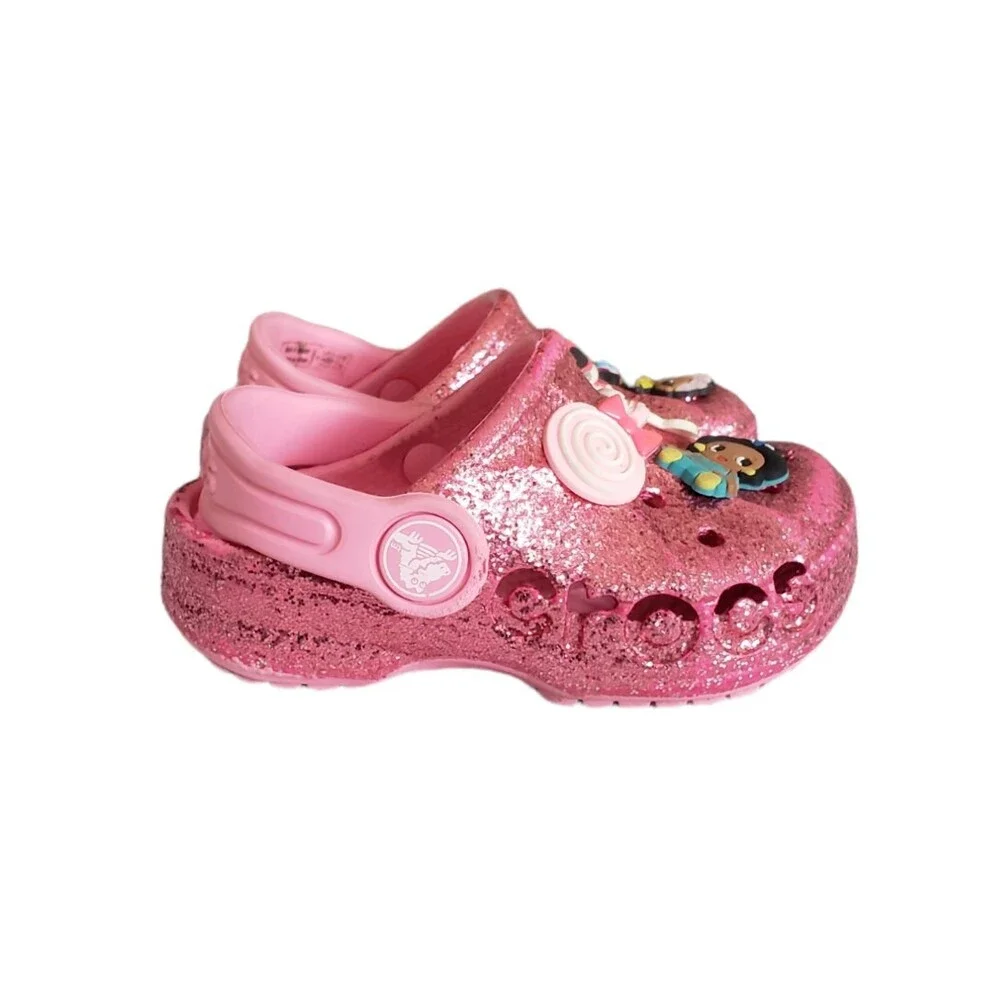 Crocs Baya Little Girls Glitter Clog Size C 5 Pink Stylish Comfortable